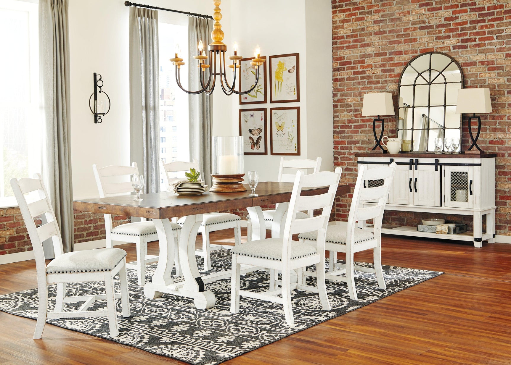 Valebeck Dining Table Angle Showing Length with Leaf