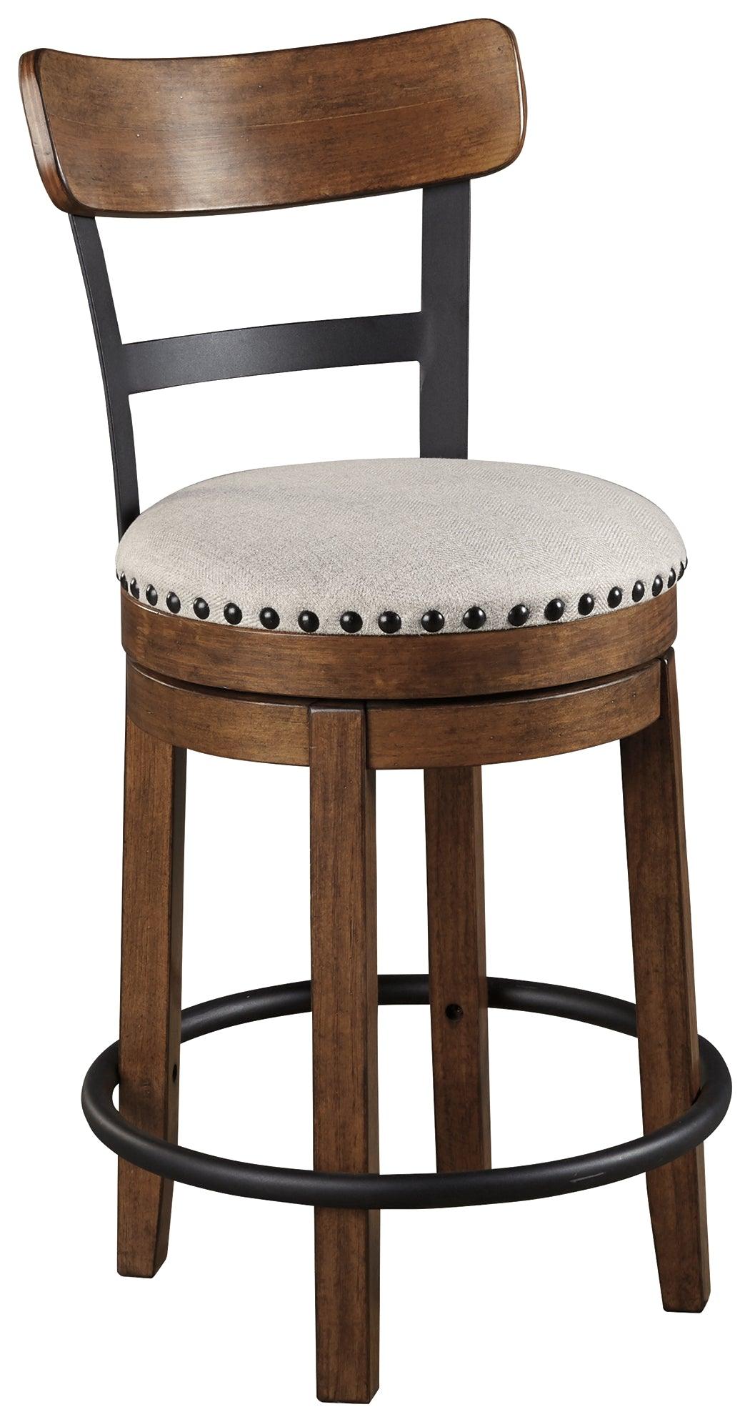 Valebeck Bar Stool close-up of seat and nailhead trim