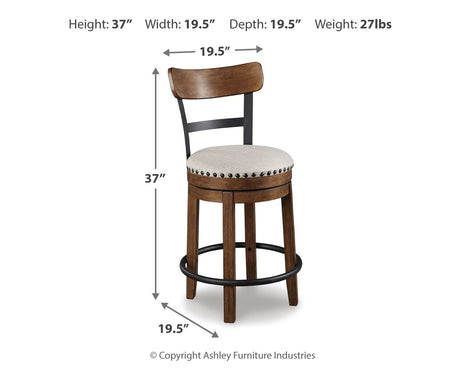 Side profile of cushioned bar stool