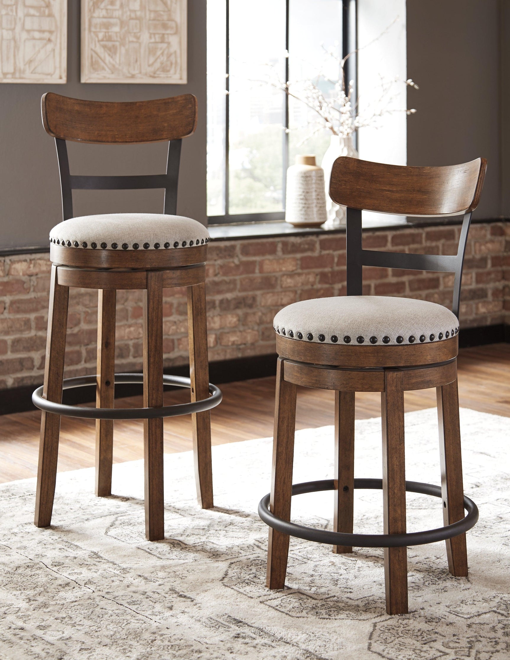 Valebeck brown bar height swivel bar stool together with other Valebeck stools and tables