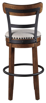 Valebeck brown bar height swivel bar stool back view