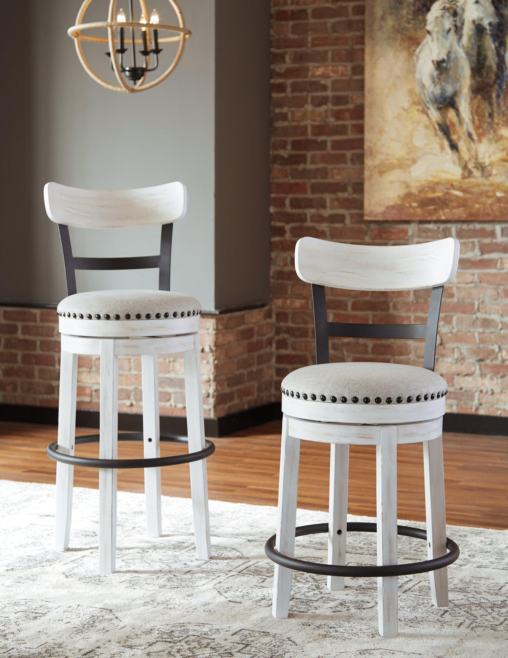 Valebeck Bar Stool group view with matching collection pieces