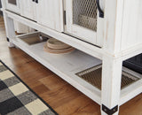 Top view detail of Valebeck dining server wood grain finish