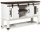 Interior view of Valebeck dining server open storage shelves