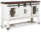 Close-up of Valebeck dining server sliding barn doors detail