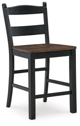 Adjustable levelers on front legs of Valebeck barstool