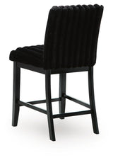 Mervannie Black Upholstered Counter Height Barstool back view
