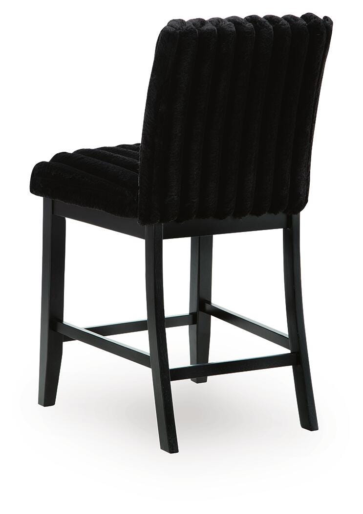 Mervannie Black Upholstered Counter Height Barstool back view