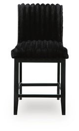 Mervannie Black Upholstered Counter Height Barstool head-on view