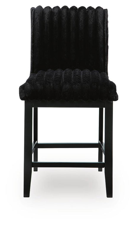 Mervannie Black Upholstered Counter Height Barstool head-on view
