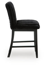 Mervannie Black Upholstered Counter Height Barstool side view