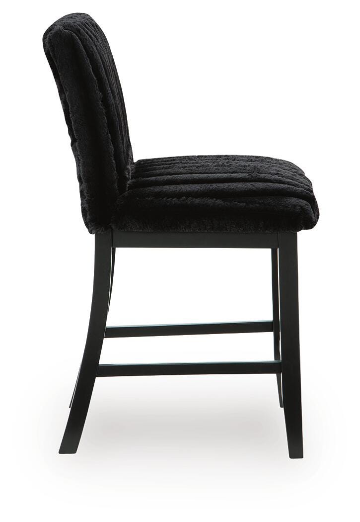 Mervannie Black Upholstered Counter Height Barstool side view