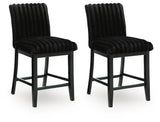 Mervannie Black Upholstered Counter Height Barstool angled view