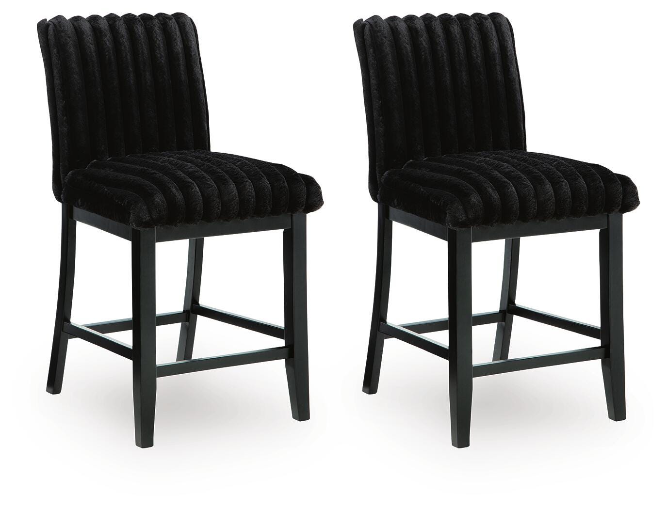 Mervannie Black Upholstered Counter Height Barstool angled view