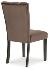 Full side profile of Jeshina mocha dining chair