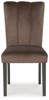 Seat and legs detail of Jeshina mocha dining chair
