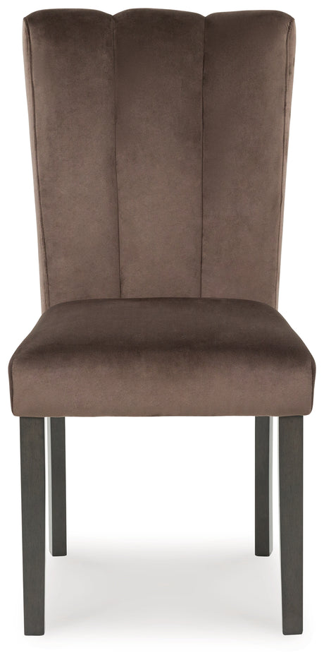 Seat and legs detail of Jeshina mocha dining chair