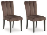 Side view of Jeshina mocha dining chair