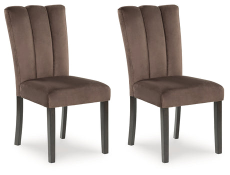 Side view of Jeshina mocha dining chair