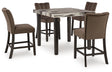 Jeshina counter height dining table with beige faux marble top