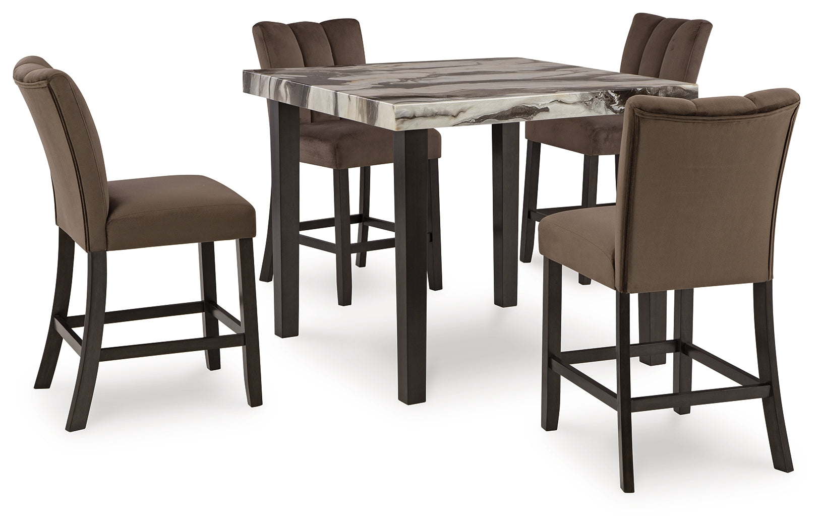 Jeshina counter height dining table with beige faux marble top