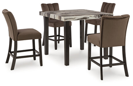 Jeshina counter height dining table with beige faux marble top
