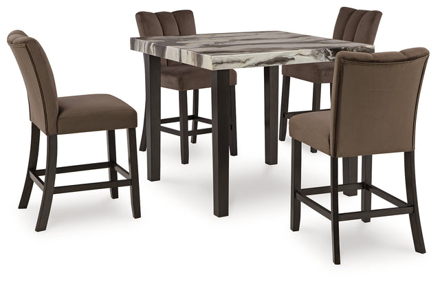 Jeshina counter height dining table with beige faux marble top
