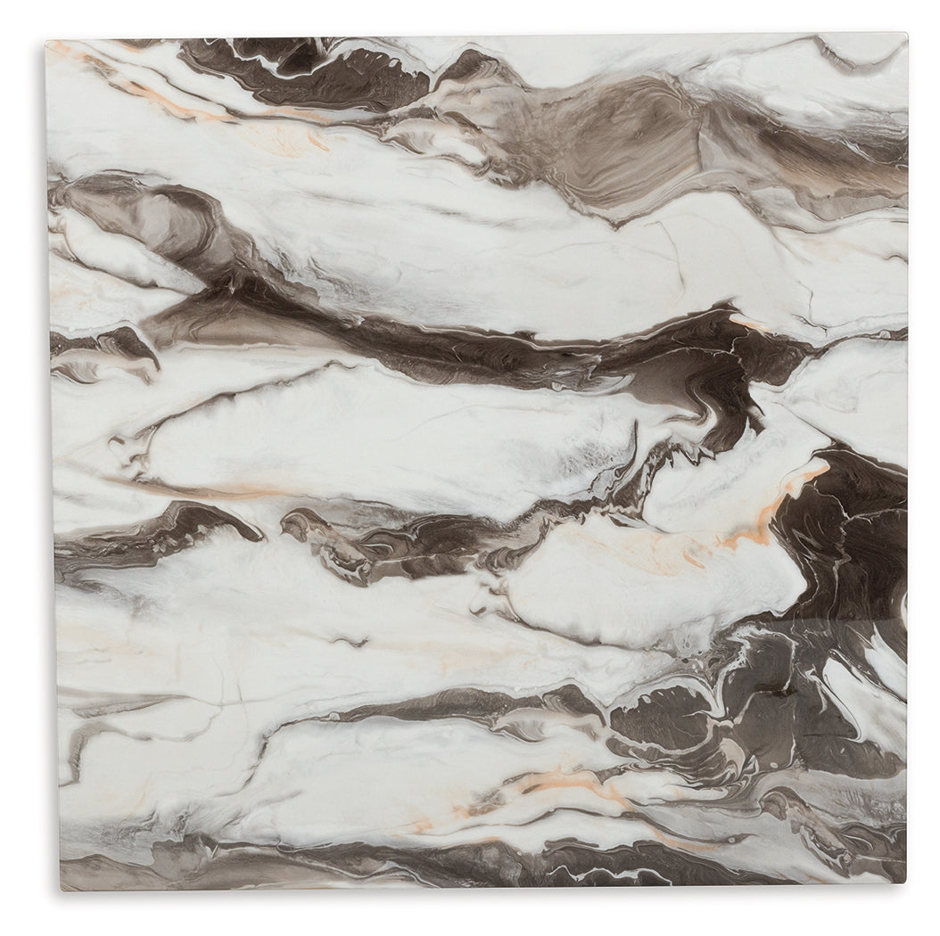 Close-up of Jeshina table faux marble tabletop finish
