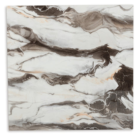 Close-up of Jeshina table faux marble tabletop finish