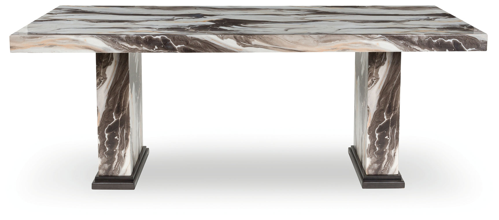 Jeshina dining table double pedestal base front view