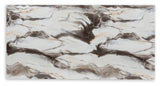 Top view of Jeshina table showcasing beige and dark brown veining