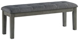 Hallanden Two-tone Gray 50 inch dining bench side angle