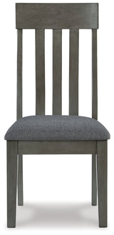Head-on view of Hallanden two-tone gray dining chair