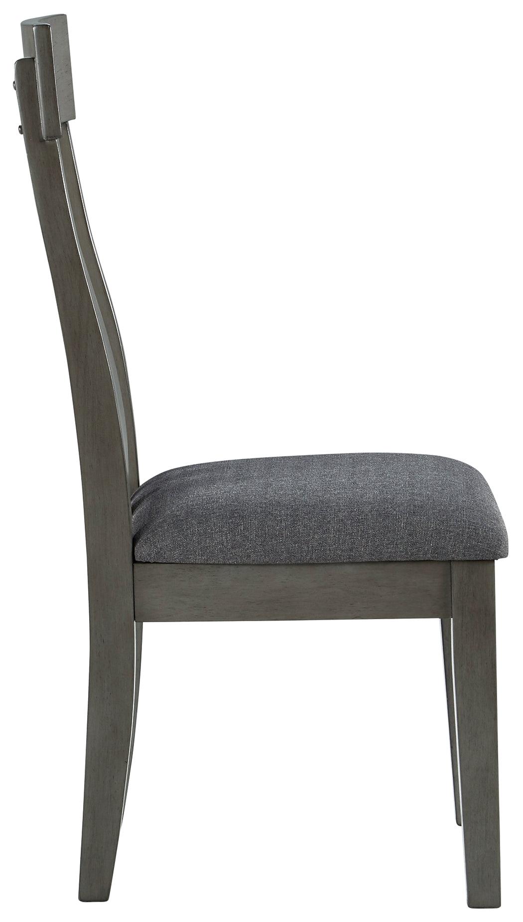 Hallanden Two-Tone Gray Upholstered Dining Chair profile view