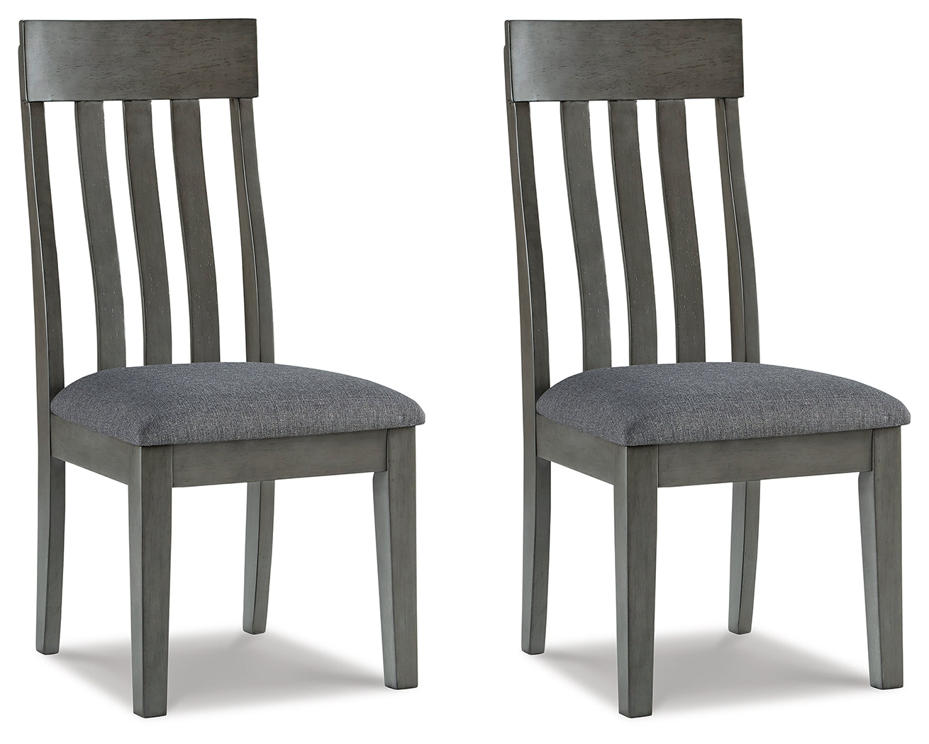 Side angle of Hallanden two-tone gray dining chair