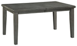 Side view showing sturdy legs of Hallanden Gray Table