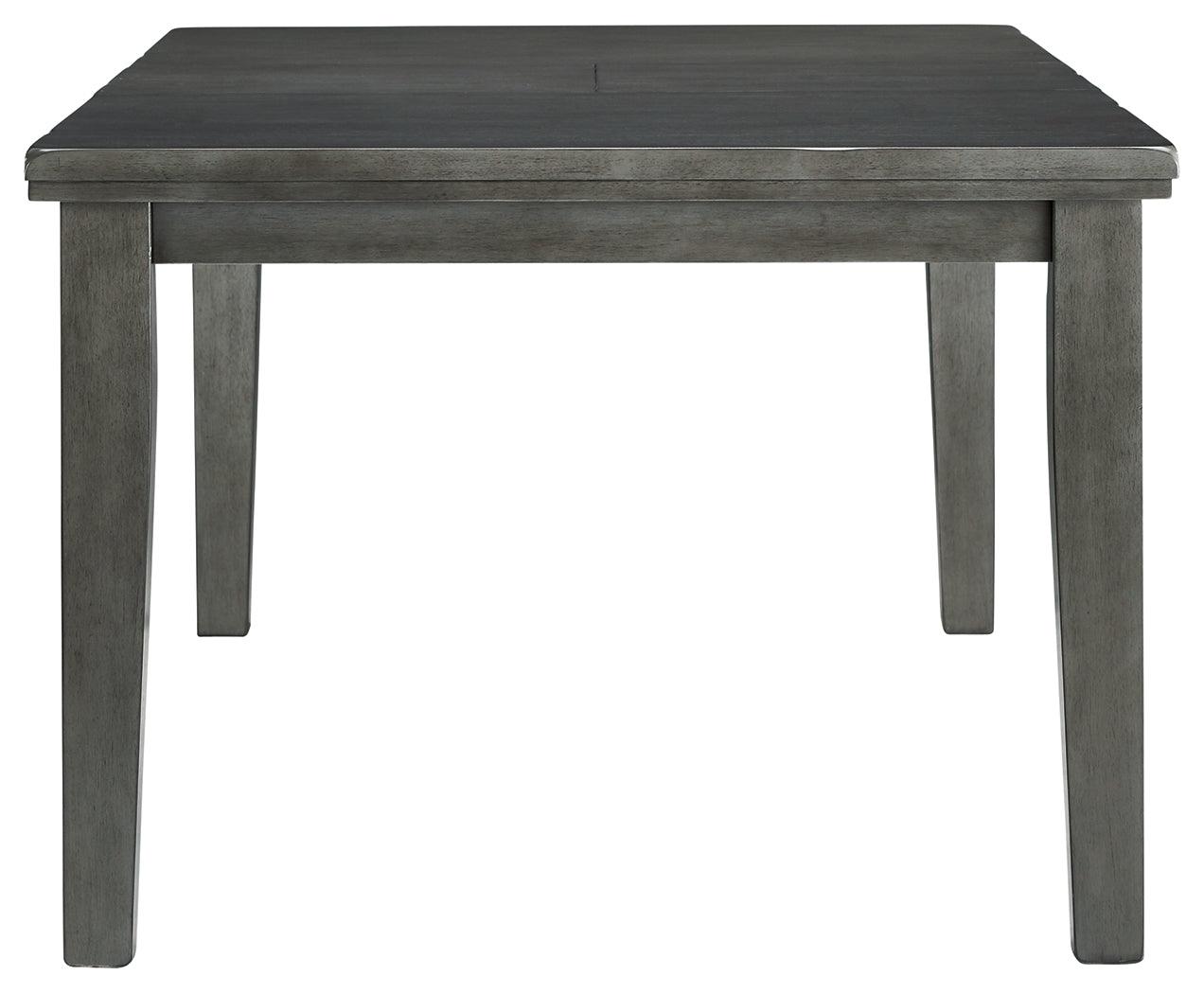 Top view of Hallanden Gray Dining Extension Table showing finish