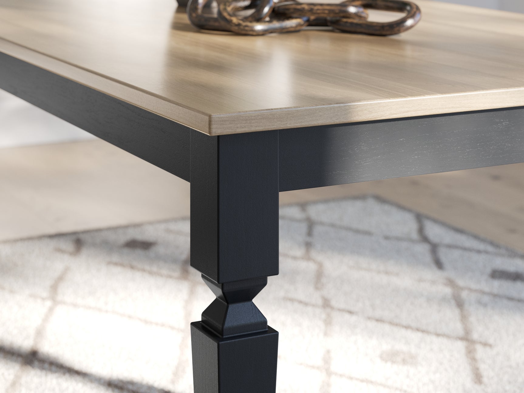Brenkerton dining table close-up of wood and leg detail