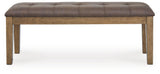Urbinforte Light Brown 50 inch Upholstered Dining Bench front view