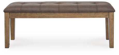 Urbinforte Light Brown 50 inch Upholstered Dining Bench front view
