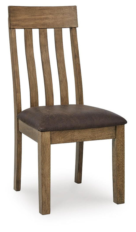 Back view of Urbinforte light brown dining chair