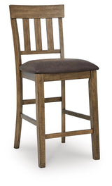 Urbinforte Barstool back view in light brown finish