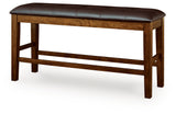 Ralene medium brown counter height dining bench front view