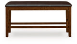 Ralene medium brown counter height dining bench close-up on upholstery