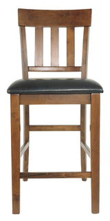 Head on view of Ralene Medium Brown Upholstered Counter Height Bar Stool