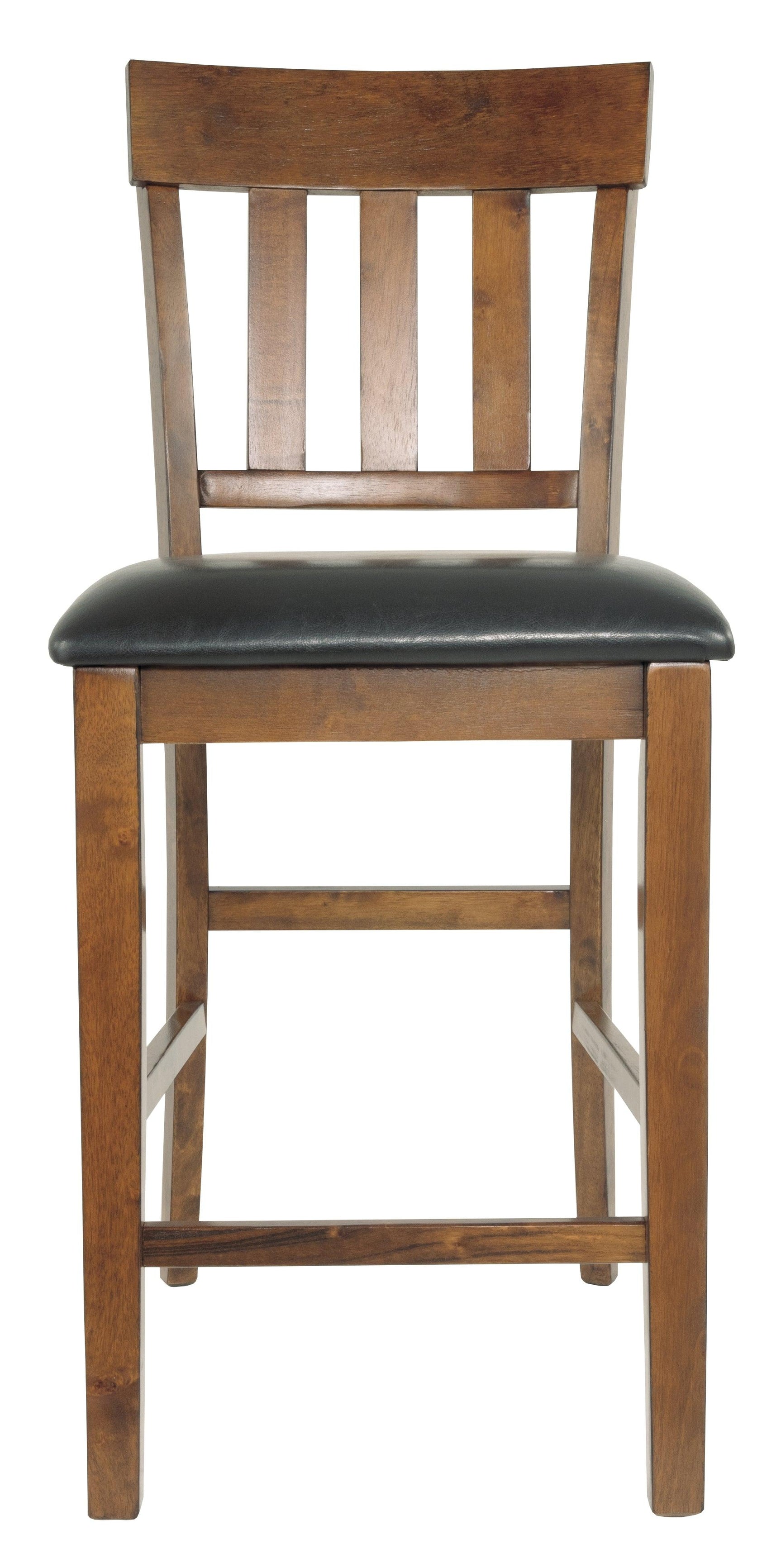 Head on view of Ralene Medium Brown Upholstered Counter Height Bar Stool