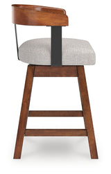 Side profile of Ralene barstool showing footrest and swivel seat