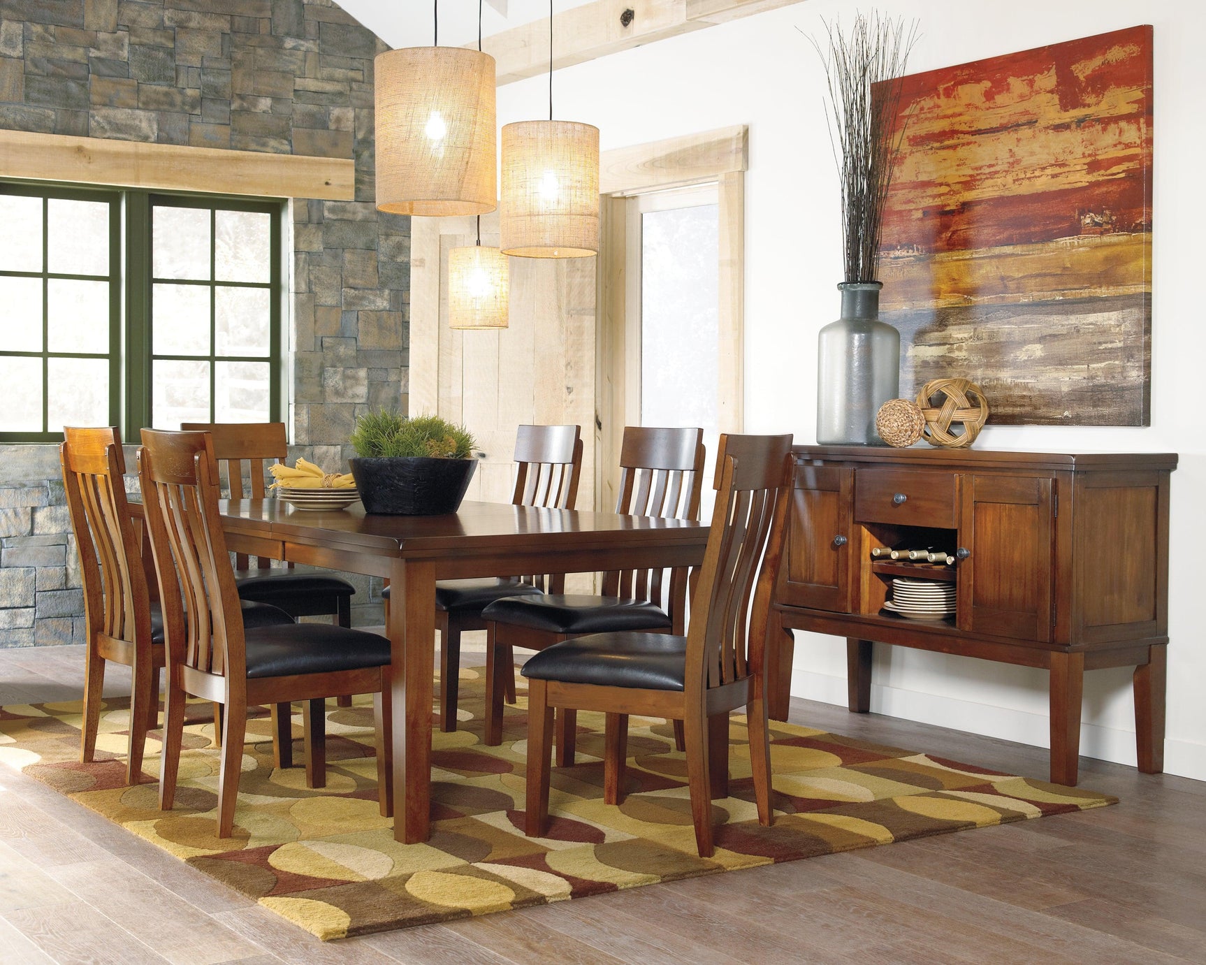 Ralene Medium Brown Upholstered Dining Chair angled view
