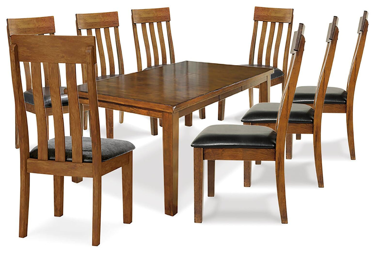 Ralene Medium Brown Rectangular Dining Table Set with Upholstered Seating — Dining Table and 8 Chairs
