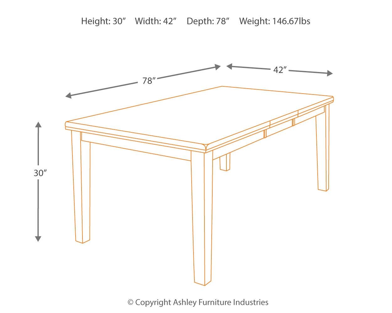 Ralene Dining Table dimension diagram